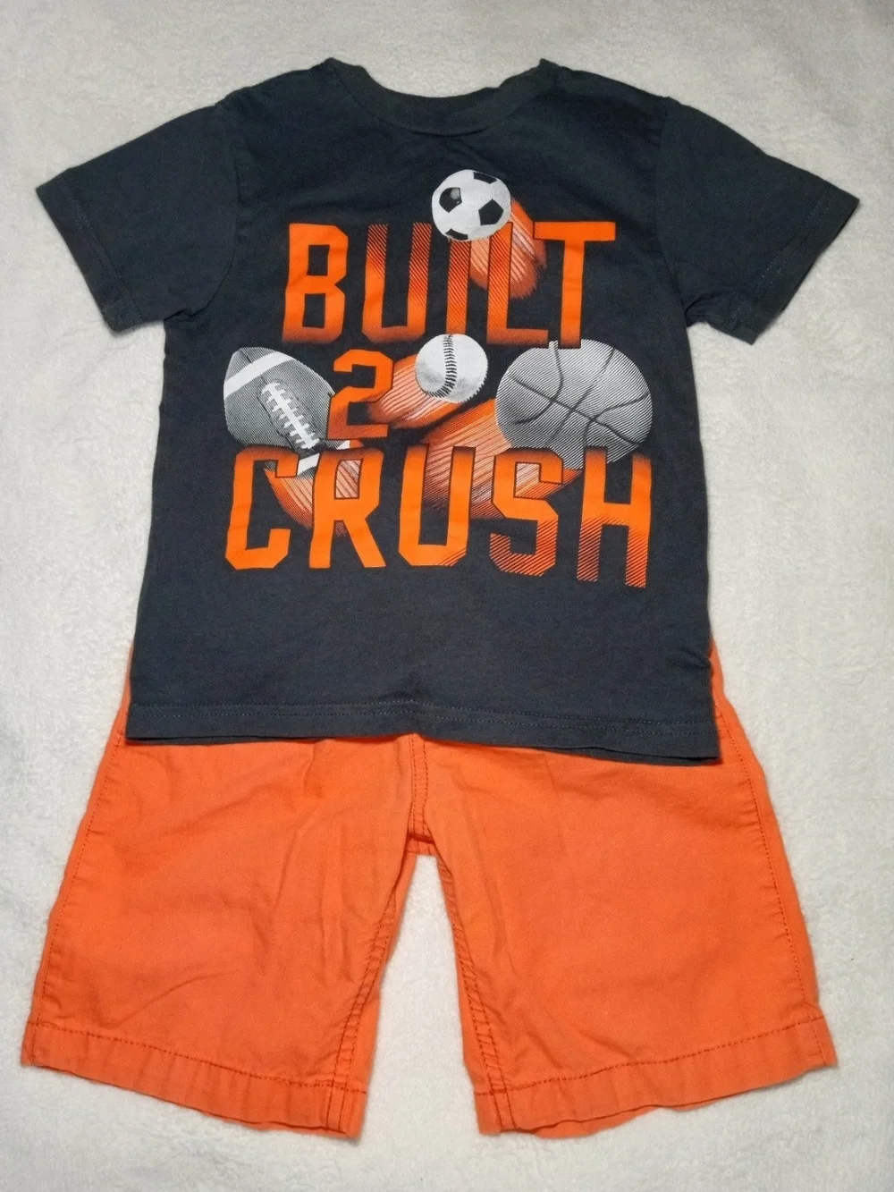 The Childrens Place Boys Sports Graphic Tee & Shorts Set Black Orange